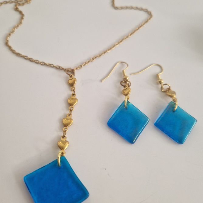 Conjunto Artesanal Água de Cala - Colar e Brincos