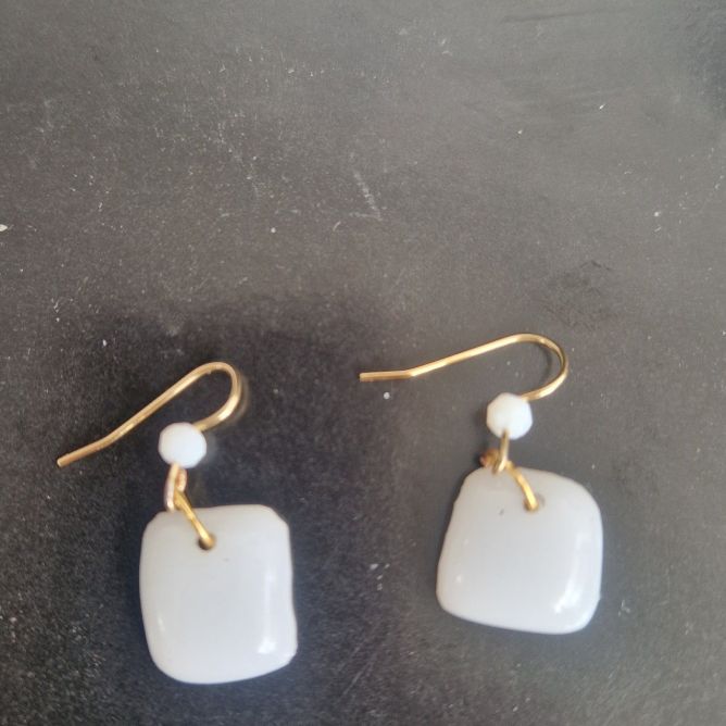 Boucles d'oreilles artisanales Cal - Cristal fondu et Bohème