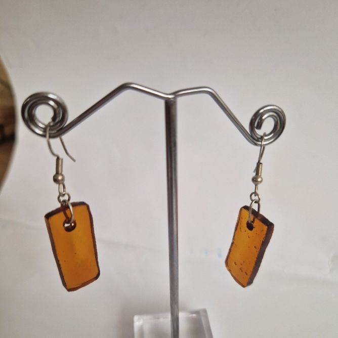Handmade Backlight Earrings in Amber Glass