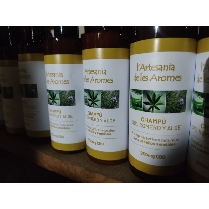 Champú 100% natural con romero, aloe vera y C.B.D. 1250mg
