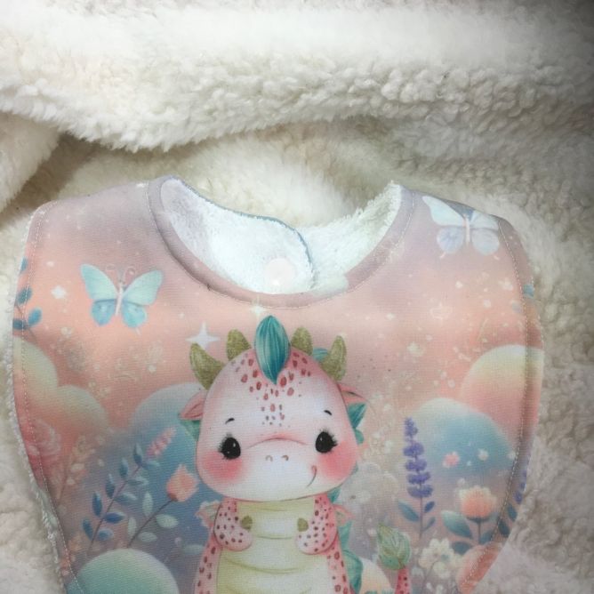 Personalized Pink Dragon Bib