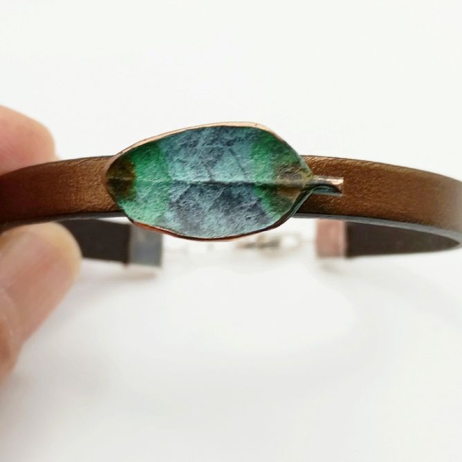 Handmade Adjustable Bronze Leaf Bracelet