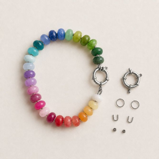 Kit para crear una pulsera de minerales (PLATEADO)