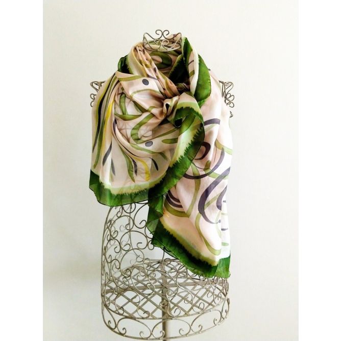 Estola de seda para boda en tonos verde y negro llamativos: chal de gran tamaño para un look nupcial llamativo