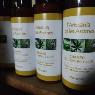 Champú 100% natural con romero, aloe vera y C.B.D. 1250mg
