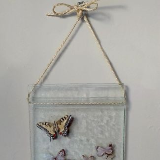 PAPILLONS - Peinture sur verre faite à la main