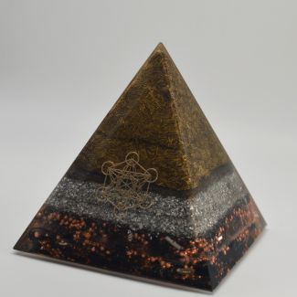 Handmade Orgonite Pyramid of 5 Metals with Metatron's Cube