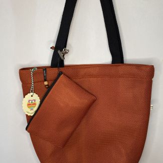 Designer Maxi Bag with Matching Toiletry Bag, Terracotta Color