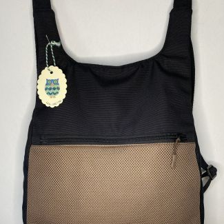Adjustable backpack, black and tan