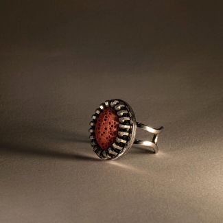 Anillo oval de cremallera con piedra volcanica 2