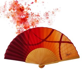 Abanico de seda degradado Sunset – Abanico plegable rojo y naranja hecho a mano – Accesorio artesanal español de lujo 11