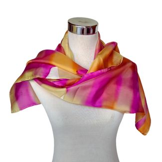 Pañuelo de seda Sunset Glow: chal de pongee pintado a mano