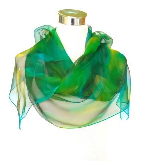 Bufanda de seda larga verde ligera personalizada para mujer: accesorio personalizable único