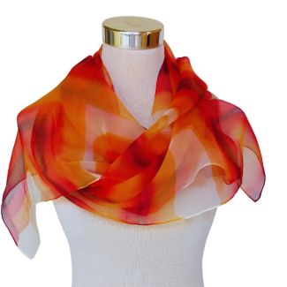 Bufanda de seda Sunset Glow – Chal de gasa pintado a mano – Chal ligero de lujo de 180 x 45 cm