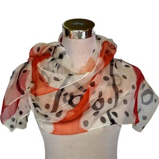 Pañuelo de gasa de seda pintado a mano: Pañuelo abstracto rojo y negro