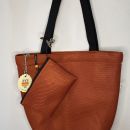 Designer Maxi Bag with Matching Toiletry Bag, Terracotta Color