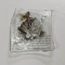 BUTTERFLIES - Handmade glass bowl with roses and butterflies