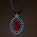 collar oval de cremallera y piel de serraje rojo dos vueltas 4