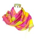 Bufanda de seda colorida con estampados en amarillo y fucsia: arte elegante para llevar puesto - 18 x 72 pulgadas