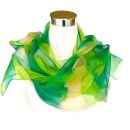 Bufanda de gasa verde lima pintada a mano - Elegante chal de seda
