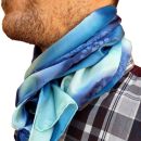 Pañuelo de seda azul pintado a mano para hombre: elegante corbata de satén