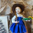 Handmade Doll: Girl with Hat and Flower