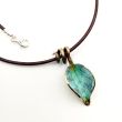 Handmade Branch Pendant in Bronze with Green Pigment 4