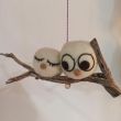 Pair of lucky owls Felt ornament Handmade wool decoration