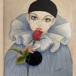 Embroidered Pierrot Frame in Cotton Thread – Unique Piece 3