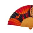 Silk fan with golden flame – Hand-painted folding fan in black