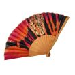 Silk fan with golden flame – Hand-painted folding fan in black