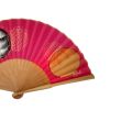 Handmade fuchsia silk folding fan – Geometric design