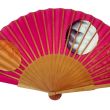 Handmade fuchsia silk folding fan – Geometric design