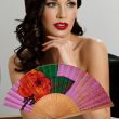Handmade lilac silk folding fan