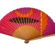 Abanico de seda geométrico llamativo / Abanico plegable rosa y naranja pintado a mano / Abanico español artístico único / Regalo de lujo 3