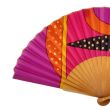 Abanico de seda geométrico llamativo / Abanico plegable rosa y naranja pintado a mano / Abanico español artístico único / Regalo de lujo 4