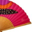 Abanico de seda geométrico llamativo / Abanico plegable rosa y naranja pintado a mano / Abanico español artístico único / Regalo de lujo 5