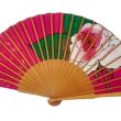 Handmade fuchsia silk fan – White Spanish folding fan