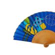 Handmade Spanish silk fan – Tropical lemon leaf design 2