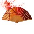 Sunset Gradient Silk Fan – Handmade Red and Orange Folding Fan – Luxury Spanish Artisan Accessory 4