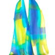 Gran bufanda de seda abstracta en azul y lima: elegante accesorio de moda para mujer, 45 x 183 cm 2