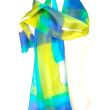 Gran bufanda de seda abstracta en azul y lima: elegante accesorio de moda para mujer, 45 x 183 cm 3