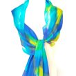 Gran bufanda de seda abstracta en azul y lima: elegante accesorio de moda para mujer, 45 x 183 cm 4