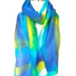 Gran bufanda de seda abstracta en azul y lima: elegante accesorio de moda para mujer, 45 x 183 cm 5
