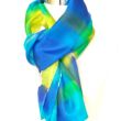 Gran bufanda de seda abstracta en azul y lima: elegante accesorio de moda para mujer, 45 x 183 cm 6