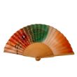 Éventail en soie peint à la main – Éventail pliant espagnol dans des tons terre cuite et vert dégradé avec 2 coffrets cadeaux