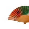 Hand-painted silk fan – Spanish folding fan in terracotta and gradient green tones with gift box 3
