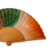 Hand-painted silk fan – Spanish folding fan in terracotta and gradient green tones with gift box 4
