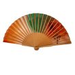 Hand-painted silk fan – Spanish folding fan in terracotta and gradient green tones with gift box 5