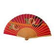 Abanico de seda roja pintado a mano – Abanico plegable español con rosas doradas 4